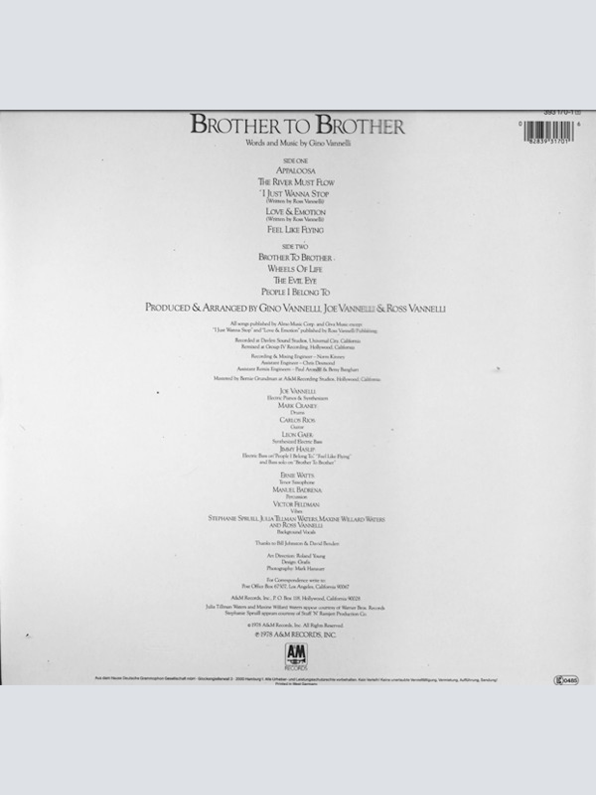 Vinyl / Gino Vannelli - Brother To Brother