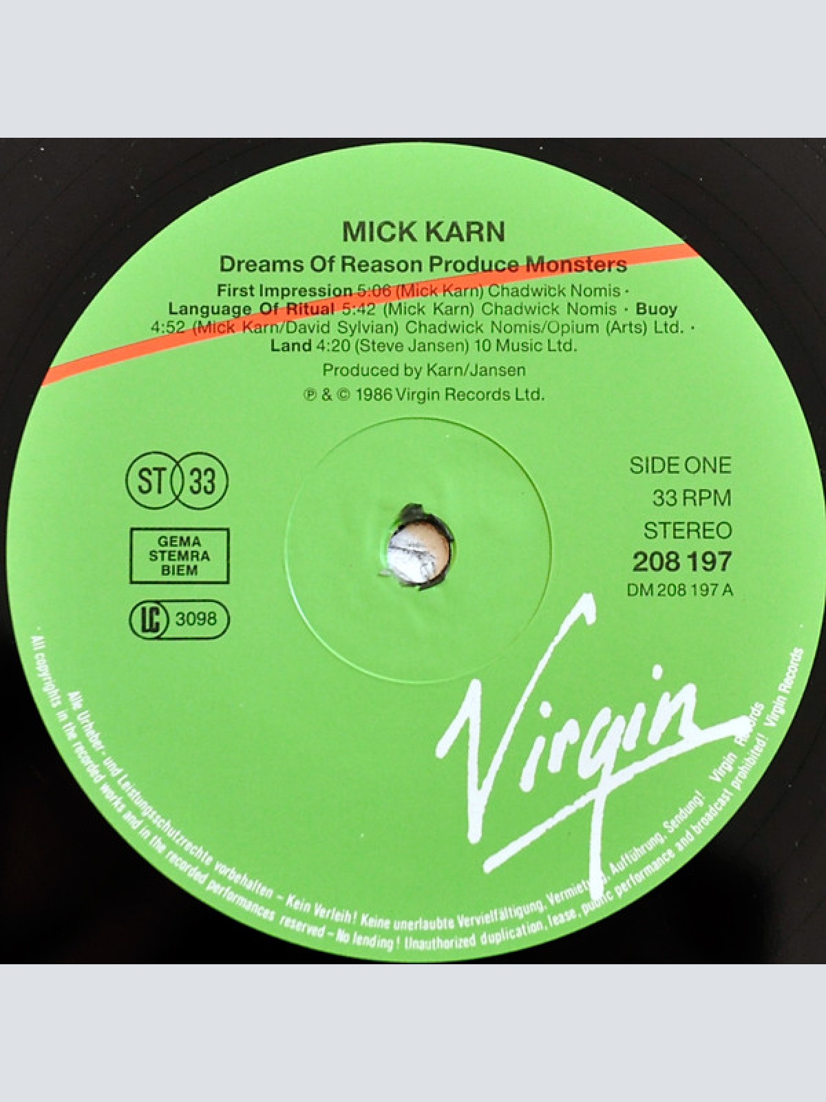 Vinyl / Mick Karn - Dreams Of Reason Produce Monsters