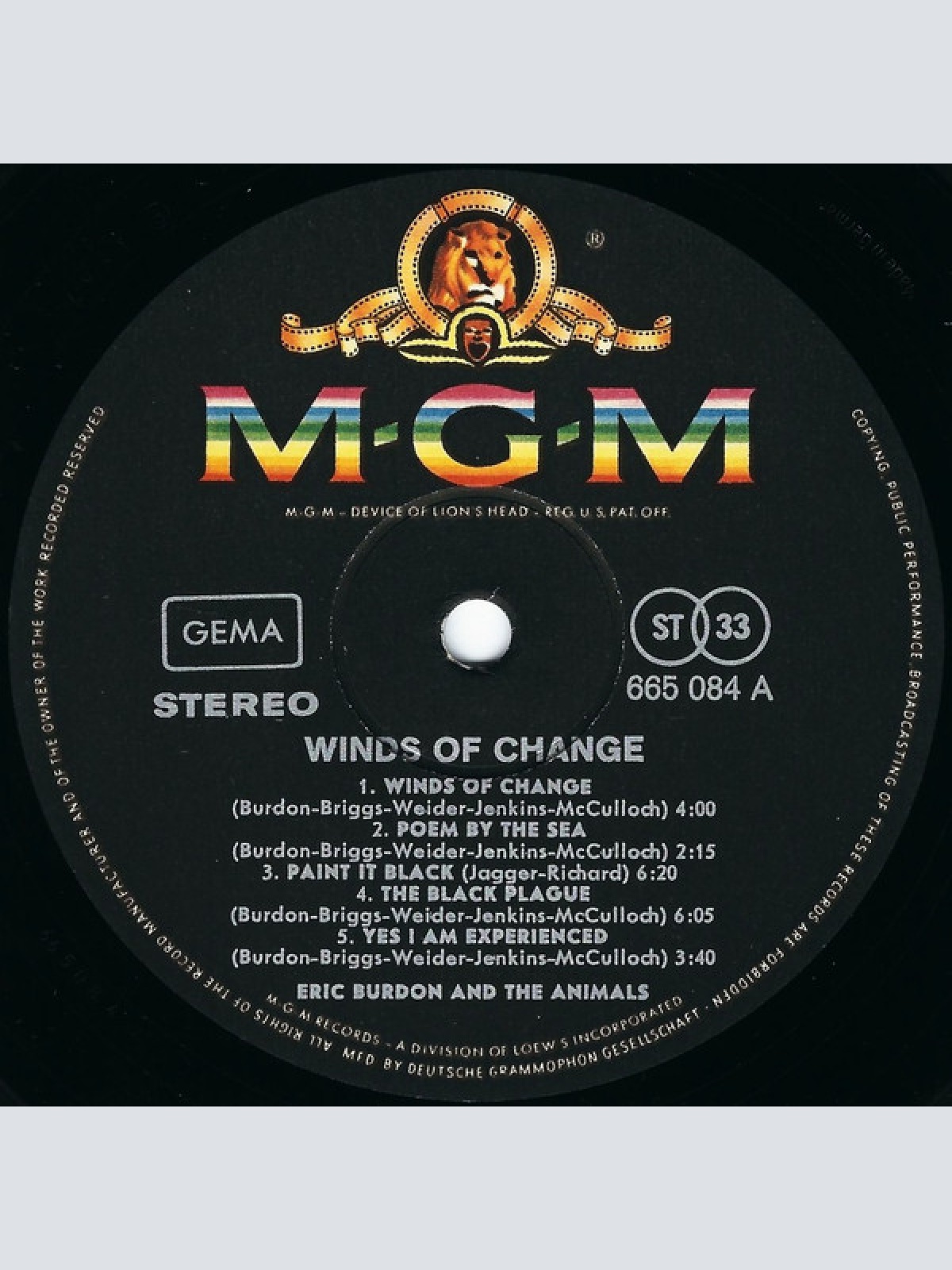 Vinyl / Eric Burdon & The Animals - Winds Of Change