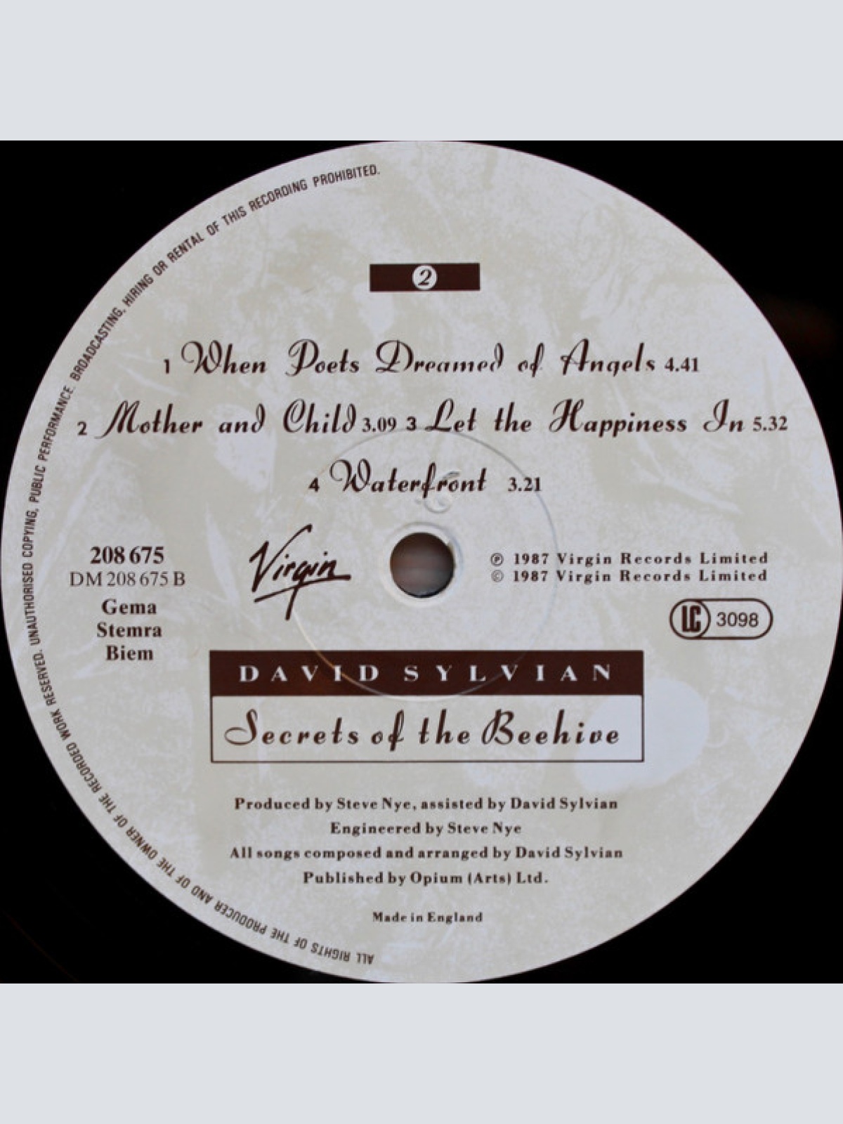 Vinyl / David Sylvian - Secrets Of The Beehive