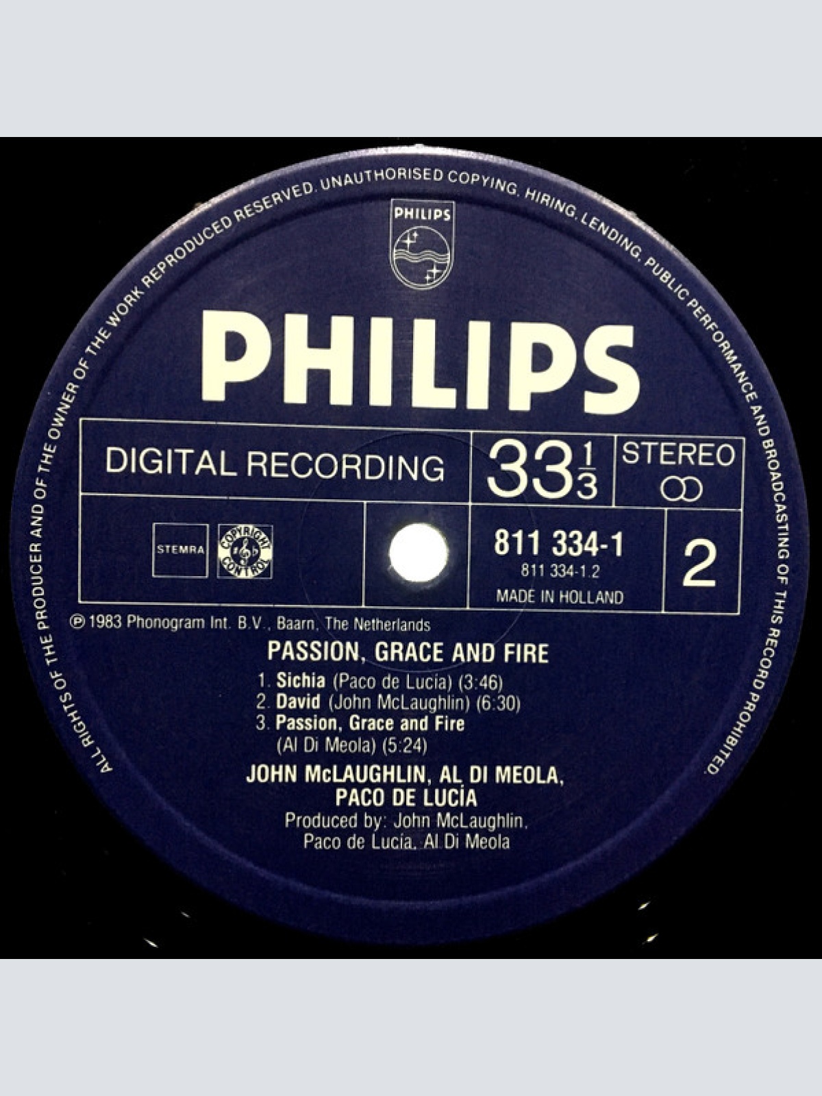 Vinyl / John McLaughlin, Al Di Meola, Paco De Lucia* - Passion, Grace & Fire