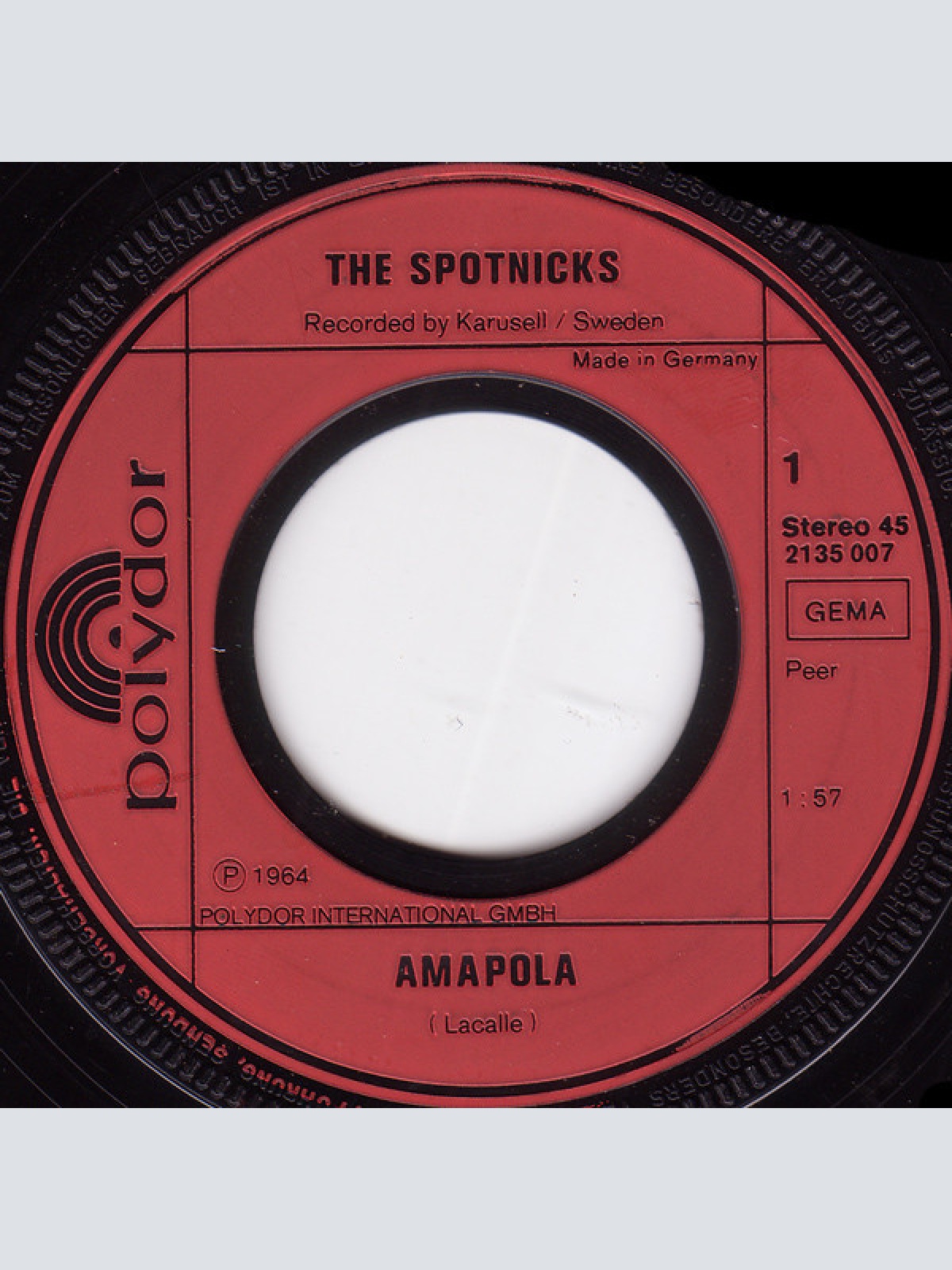 Vinyl / The Spotnicks - Amapola / Johnny Guitar
