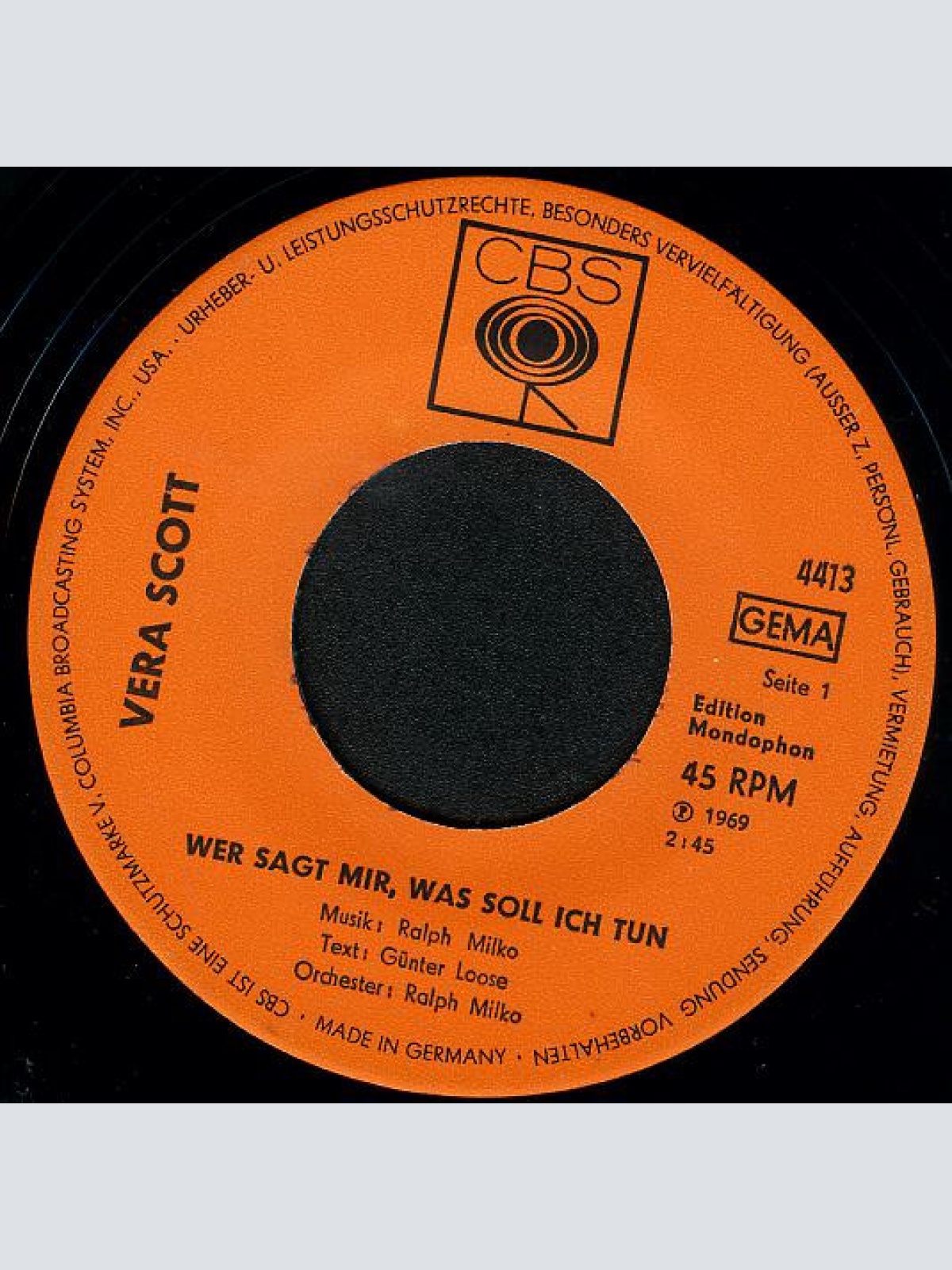 Vinyl / Vera Scott - Wer Sagt Mir, Was Soll Ich Tun / Er War Nie Ein Kavalier