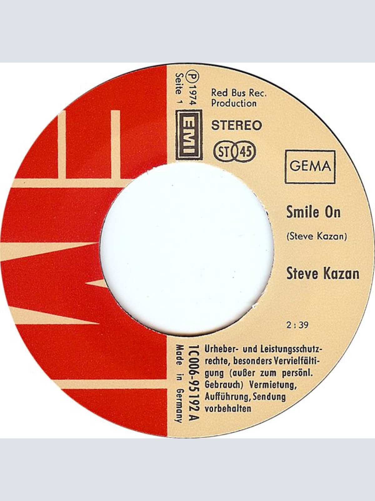 Vinyl / Steve Kazan - Smile On