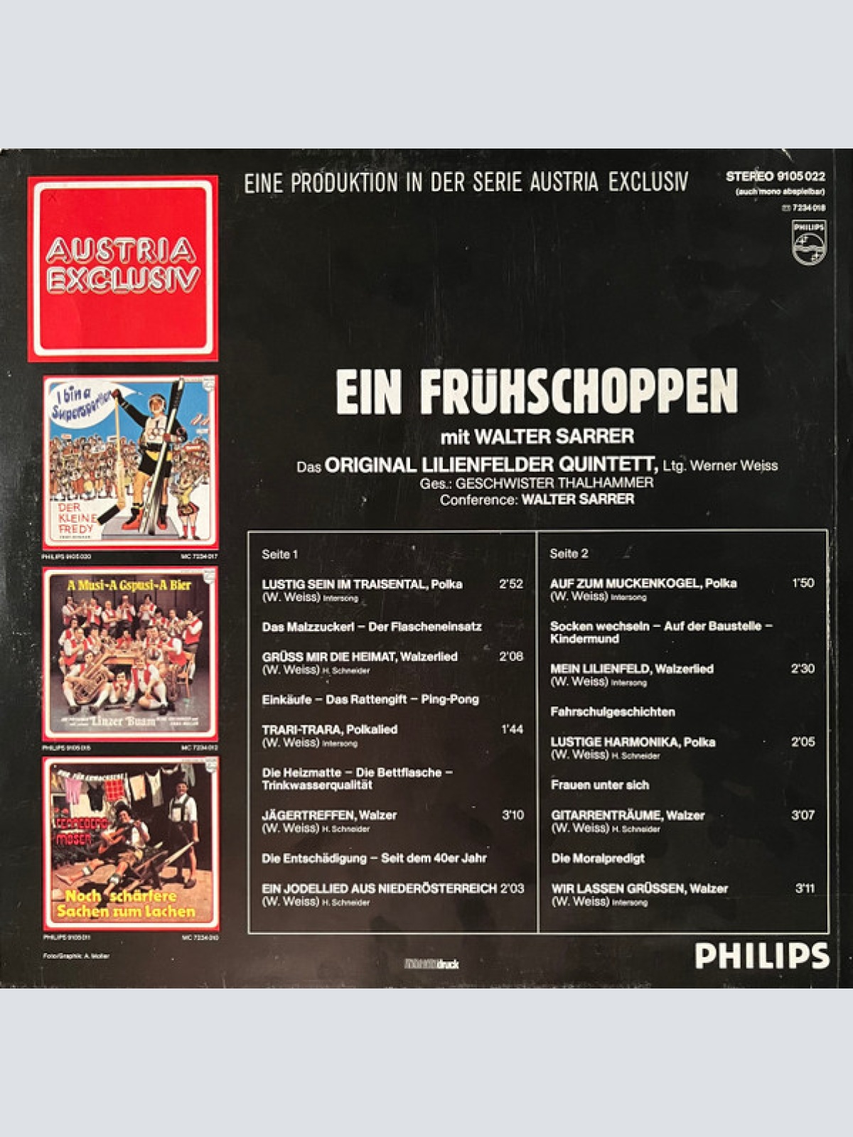 Vinyl / Das Original Lilienfelder Quintett* Gesang: Geschwister Thalhammer, Walter Sarrer - Ein Frühschoppen mit Walter Sarrer