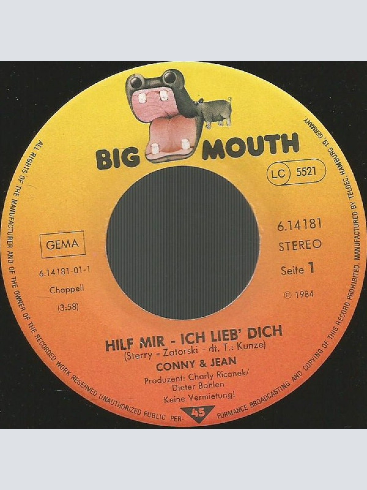 Vinyl / Conny & Jean - Hilf Mir, Ich Lieb Dich