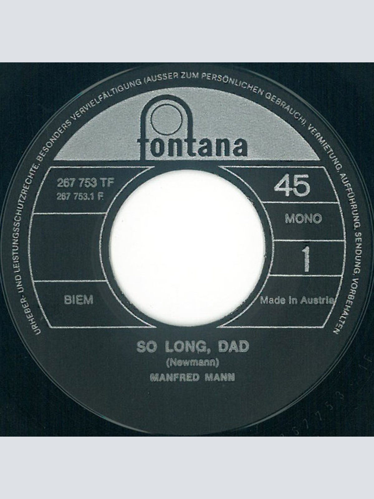 Vinyl / Manfred Mann - So Long, Dad