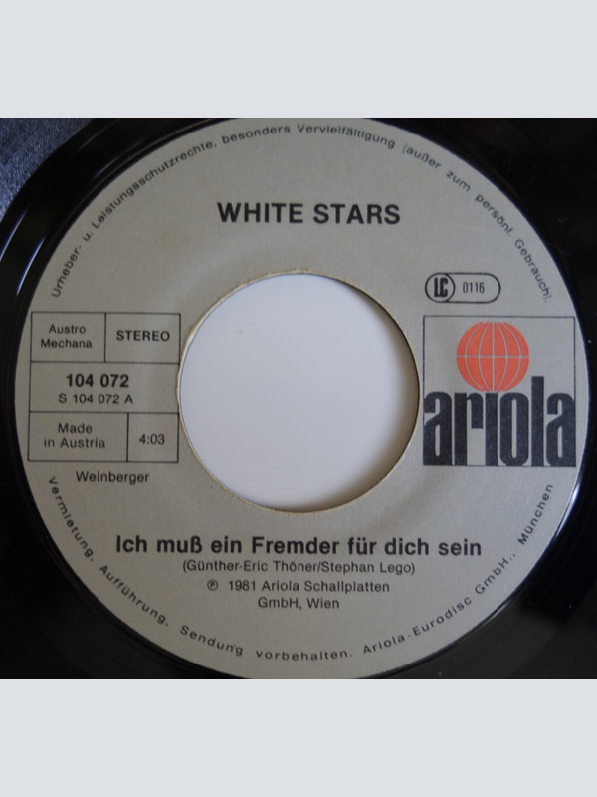 Vinyl / White Stars - Ich Muß Ein Fremder Für Dich Sein