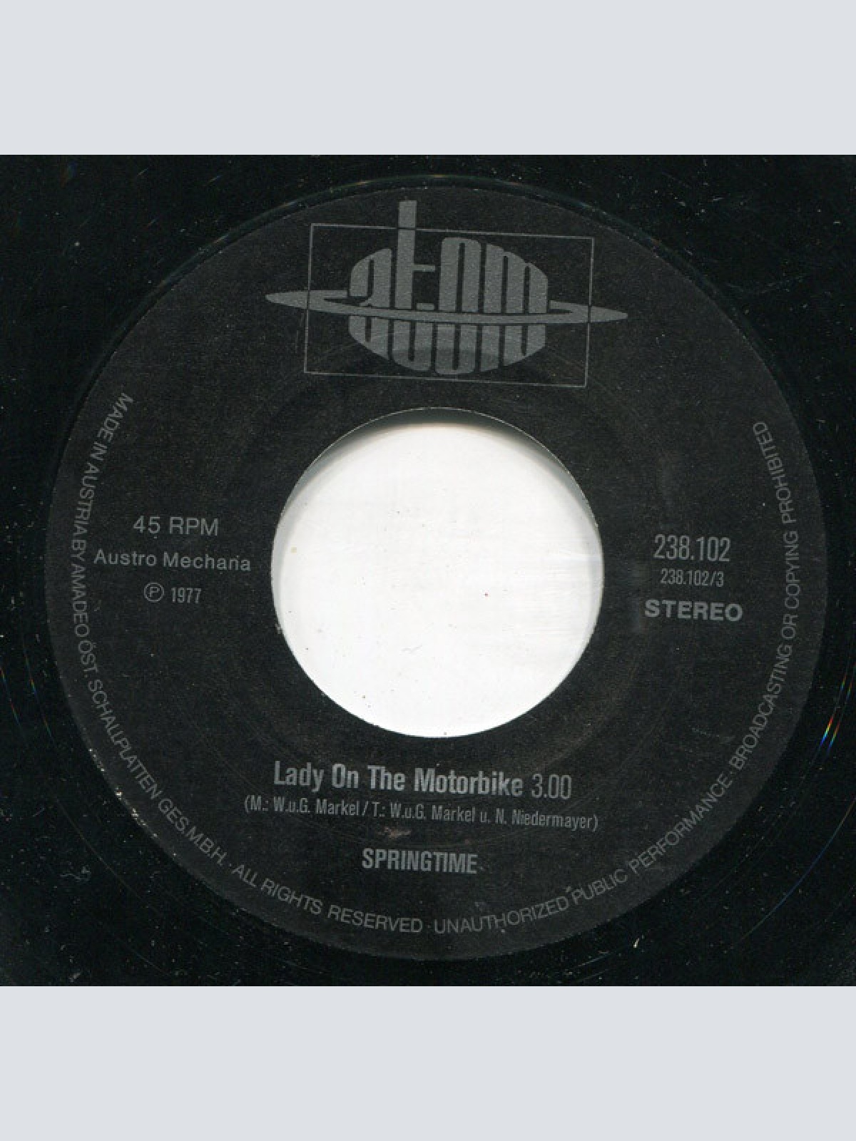 Vinyl / Springtime (3) - Lady On The Motorbike / Good Night My Love