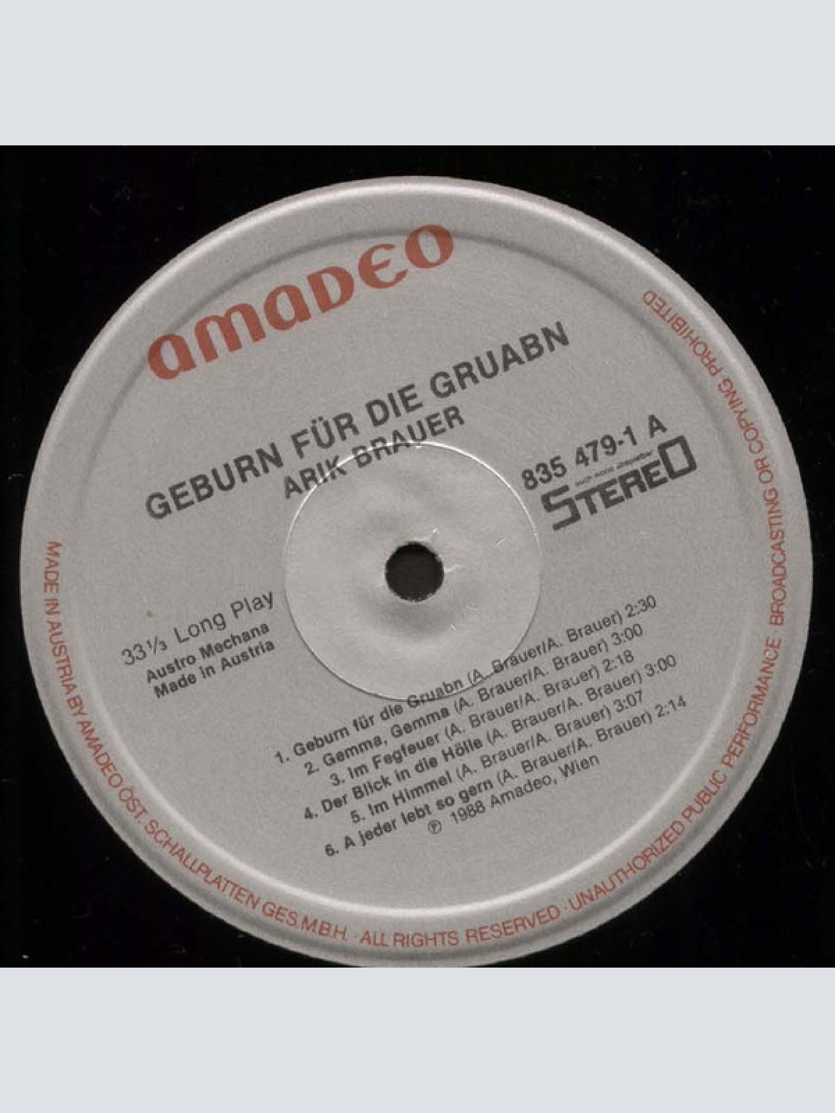 Vinyl / Arik Brauer - Geburn Für Die Gruam?