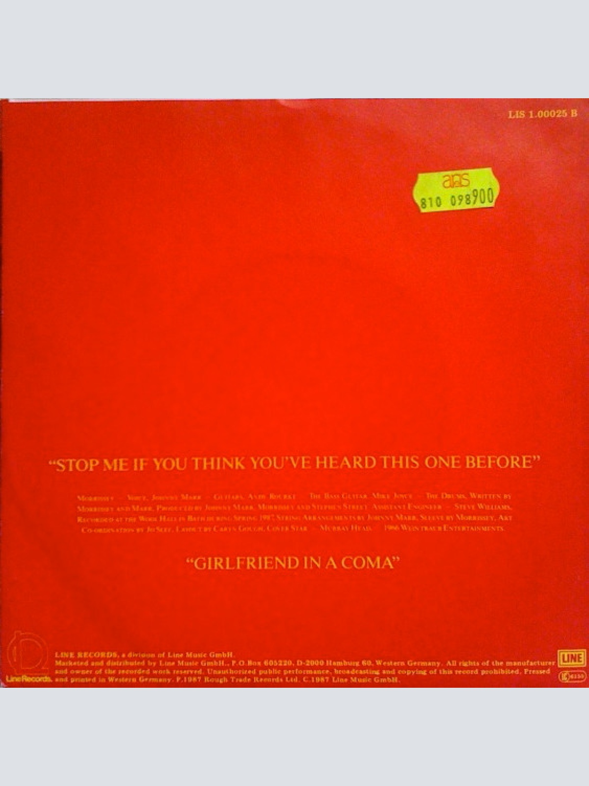 Vinyl / The Smiths - Stop Me If You Think You've Heard This One Before / Girlfriend In A Coma