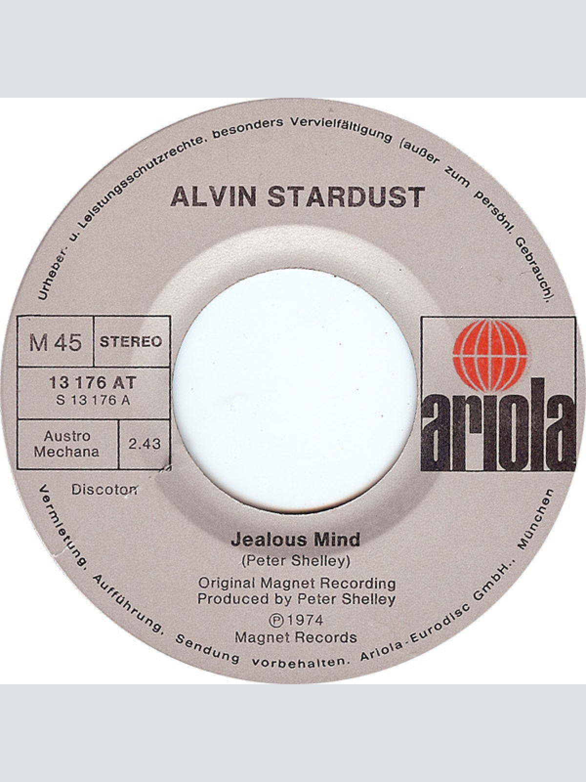 Vinyl / Alvin Stardust - Jealous Mind