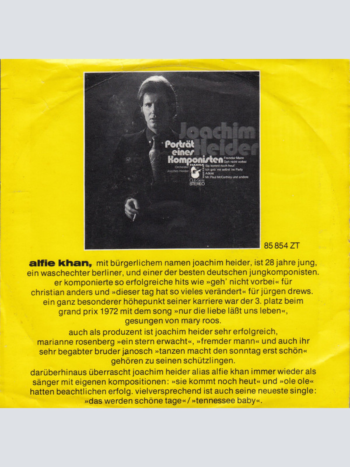 Vinyl / Alfie Khan - Das Werden Schöne Tage