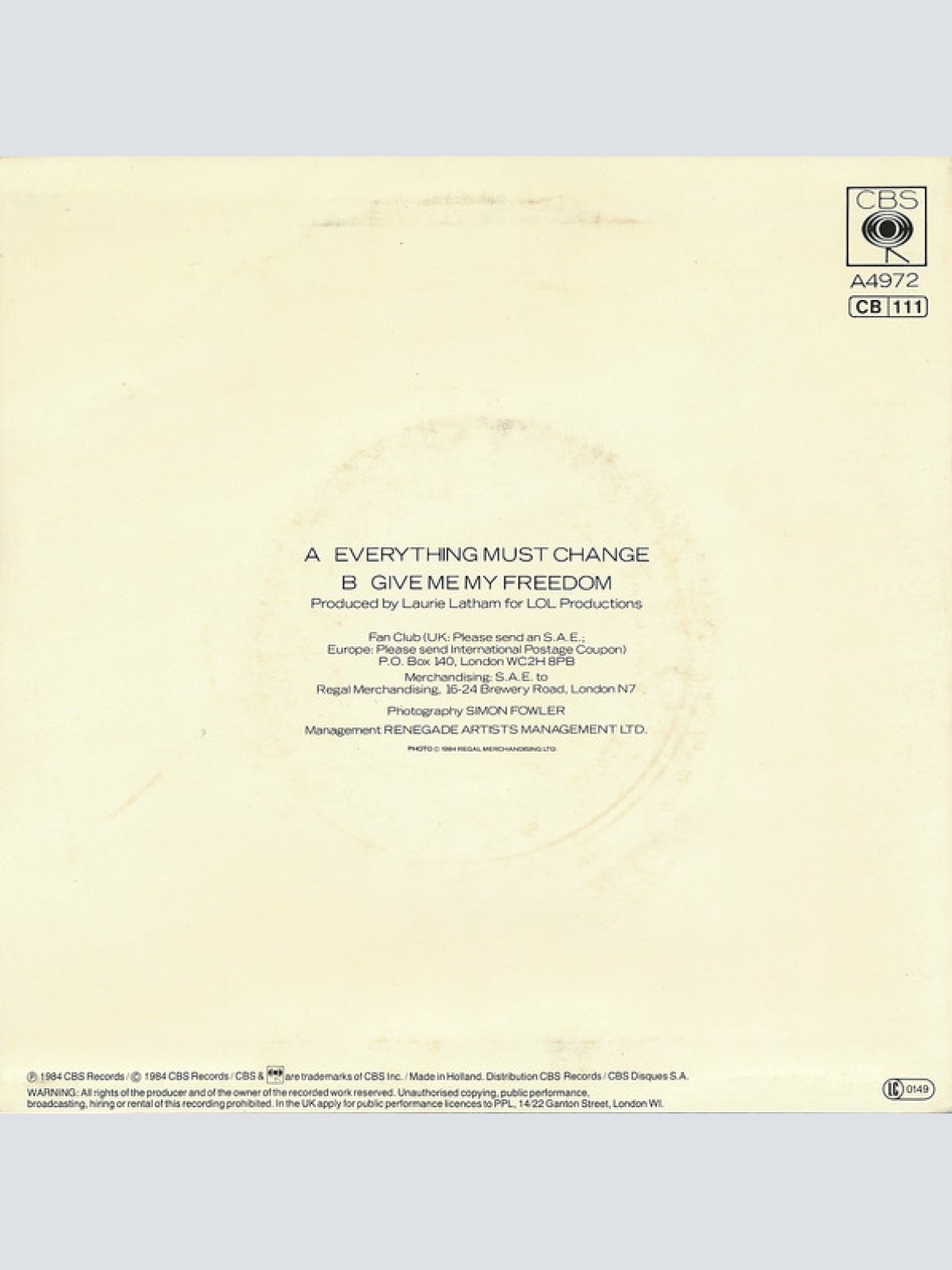 Vinyl / Paul Young - Everything Must Change