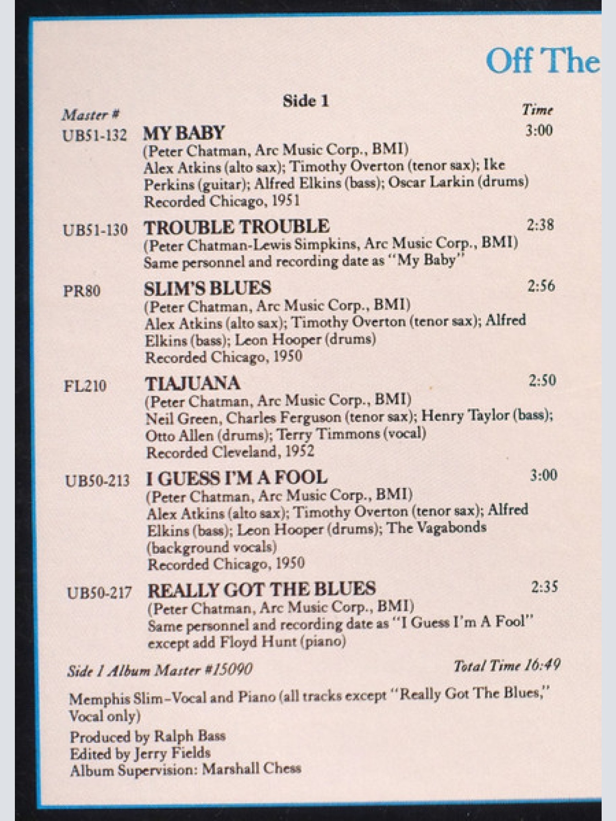 Vinyl / Memphis Slim - The Real Folk Blues