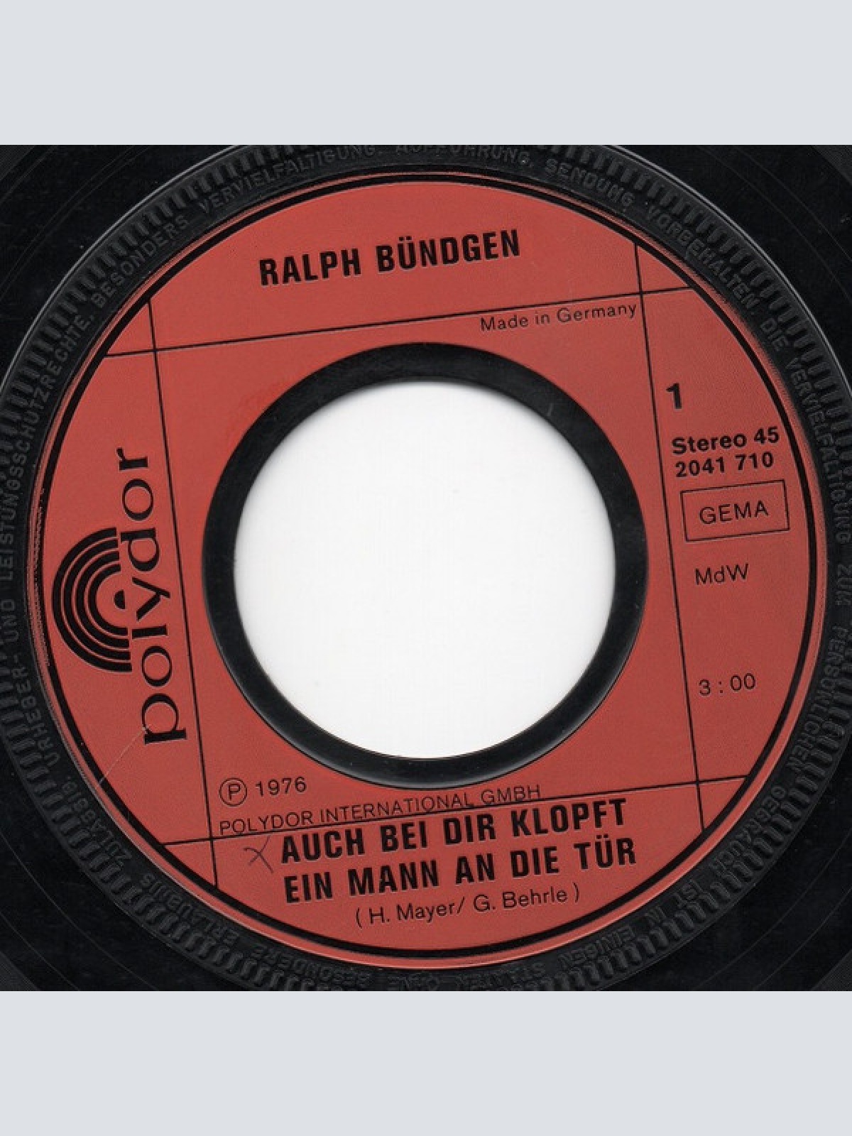 Vinyl / Ralph Bündgen - Auch Bei Dir Klopft Ein Mann An Die Tür / Rock 'N' Roll