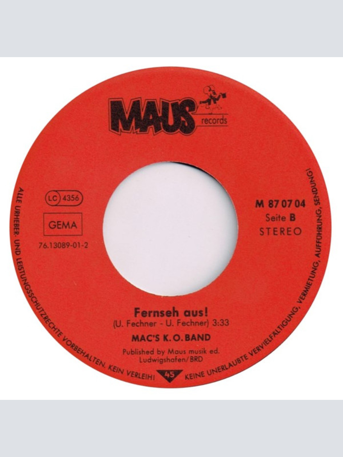 Vinyl / Mac's K.O. Band - Aus Und Vorbei