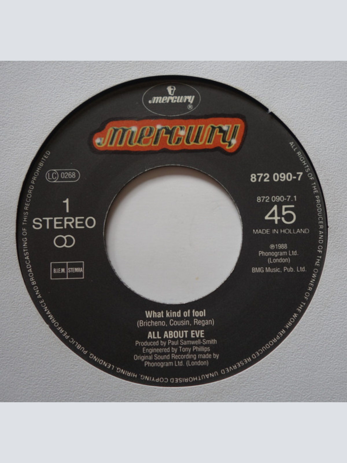 Vinyl / All About Eve - What Kind Of Fool