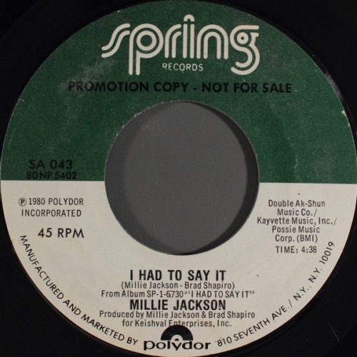 Vinyl / Millie Jackson - I Had To Say It