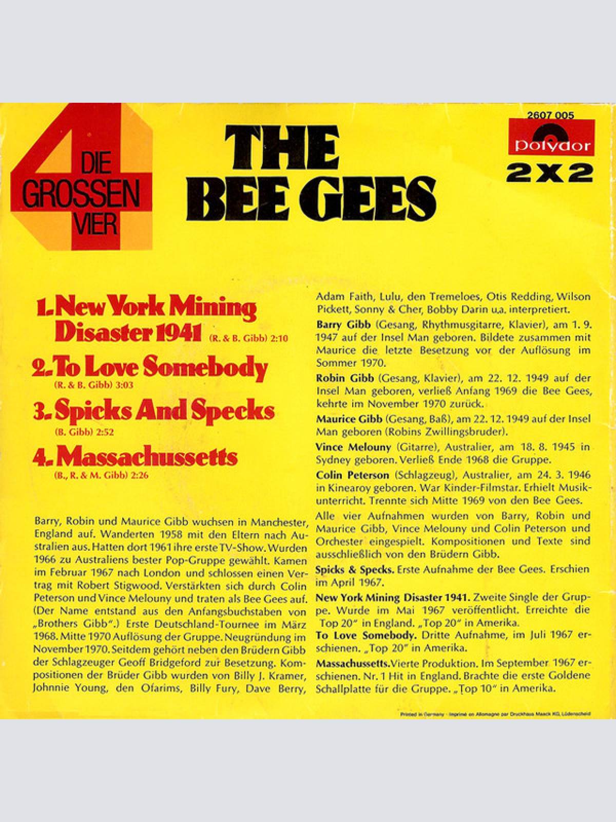 Vinyl / The Bee Gees* - Die Grossen Vier Von The Bee Gees