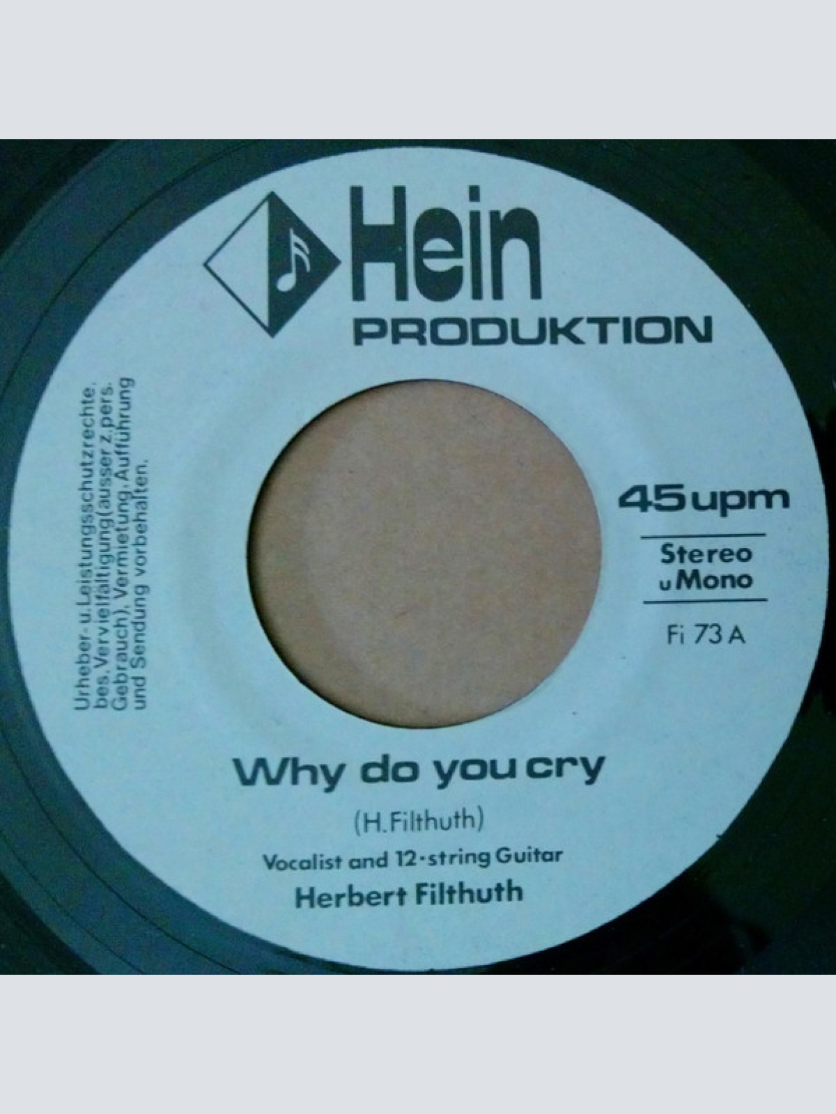 Vinyl / Herbert Filthuth - Why Do You Cry / So Wie Der Abend Kommt