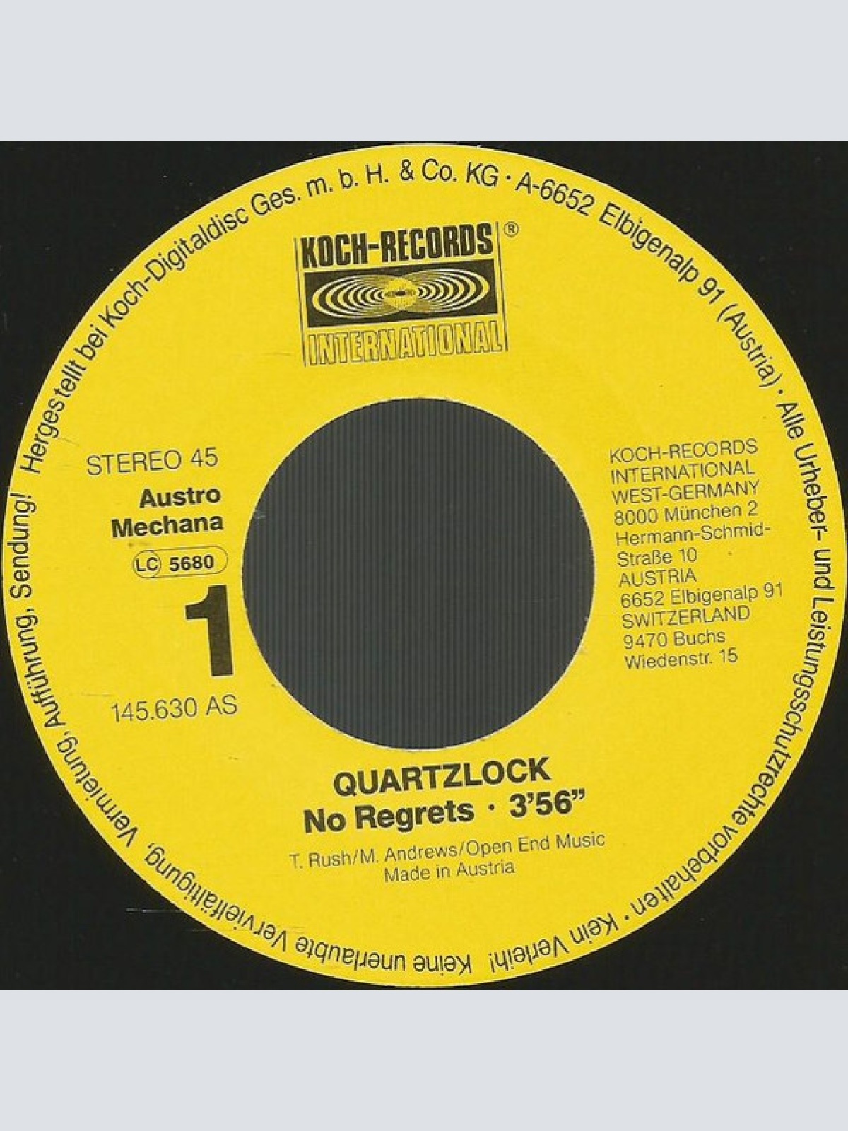 Vinyl / Quartzlock - No Regrets