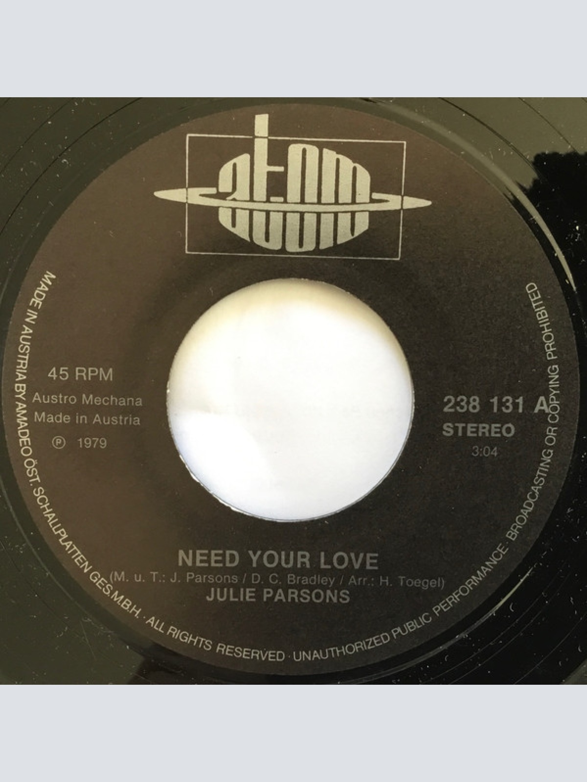 Vinyl / Julie Parsons - Need Your Love / Could This Be Love?