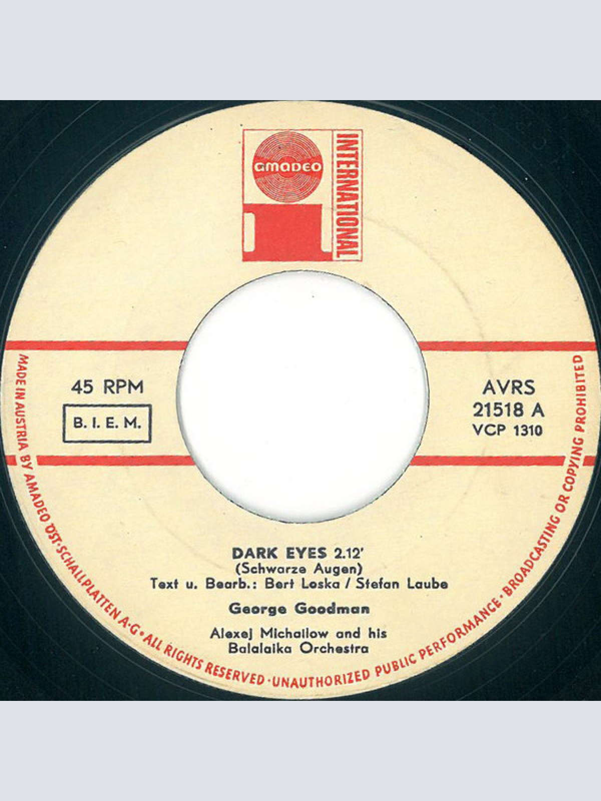 Vinyl / George Goodman, Alexej Michailow And His Balalaika Orchestra* - Dark Eyes