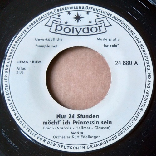 Vinyl / Marisa (15) - Nur 24 Stunden Möcht' Ich Prinzessin Sein / Manchmal Da Bin Ich Ganz Traurig