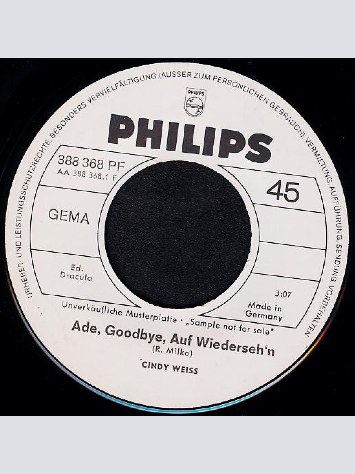 Vinyl / Cindy Weiss - Ade, Goodbye, Auf Wiederseh'n / Glück In Der Liebe