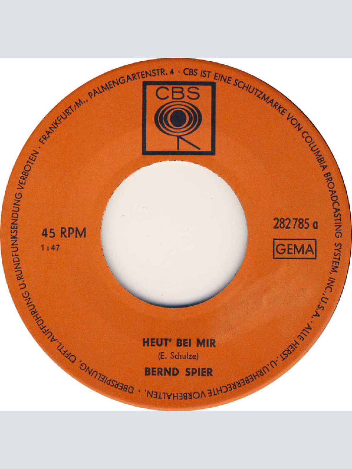 Vinyl / Bernd Spier - Heut Bei Mir