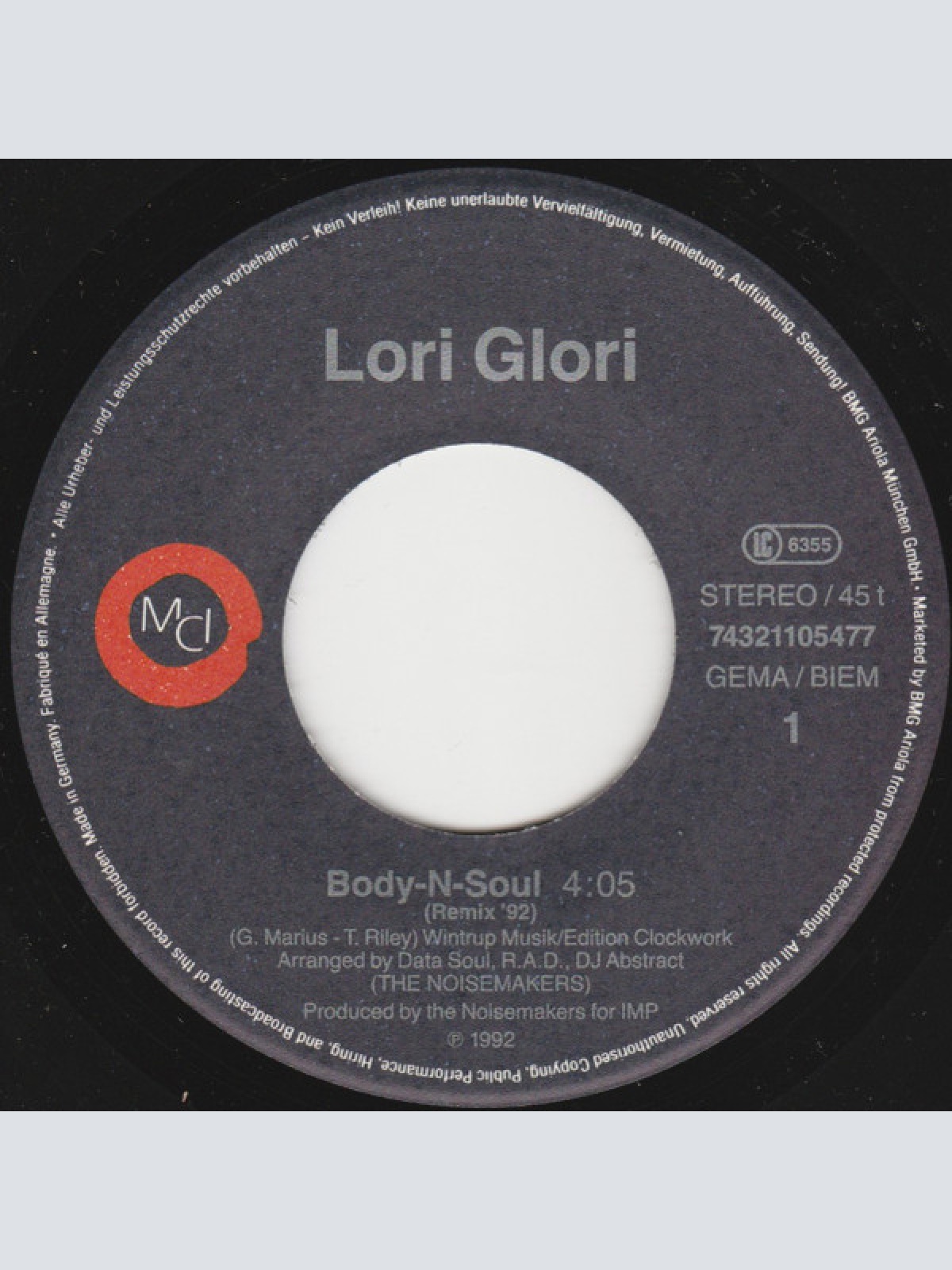 Vinyl / Lori Glori - My Body + Soul