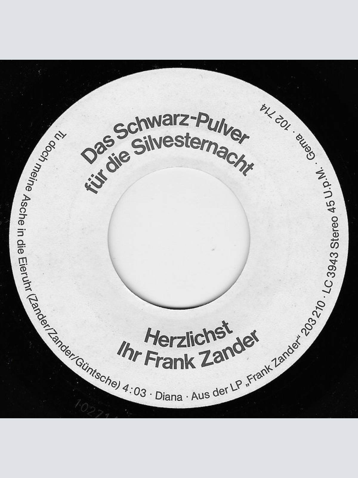 Vinyl / Frank Zander - Tu Doch Meine Asche In Die Eieruhr