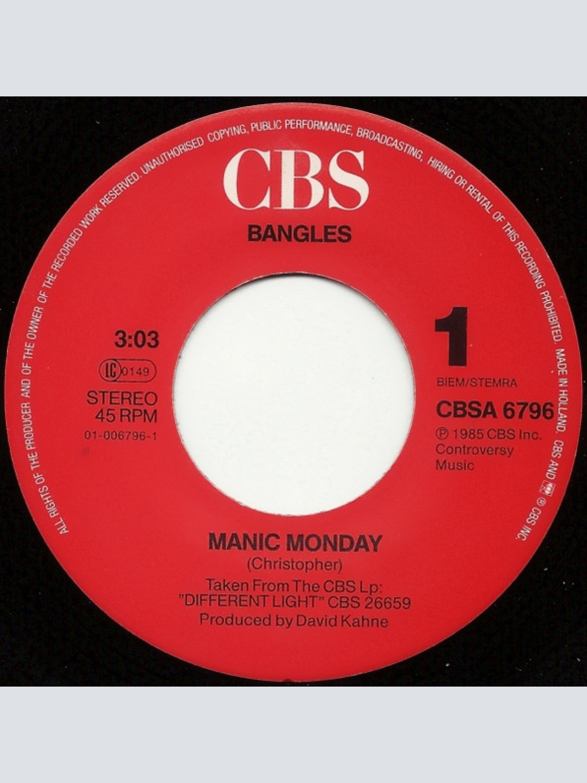 Vinyl / Bangles - Manic Monday