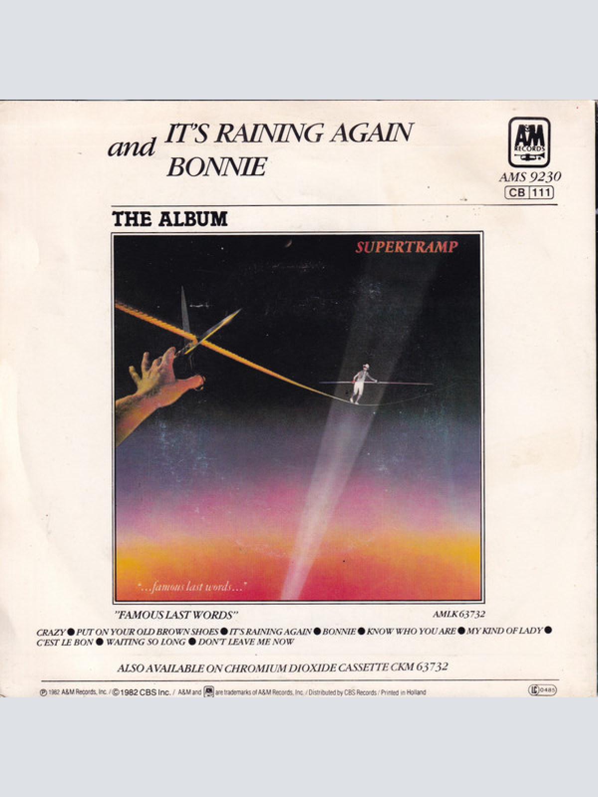 Vinyl / Supertramp - It's Raining Again