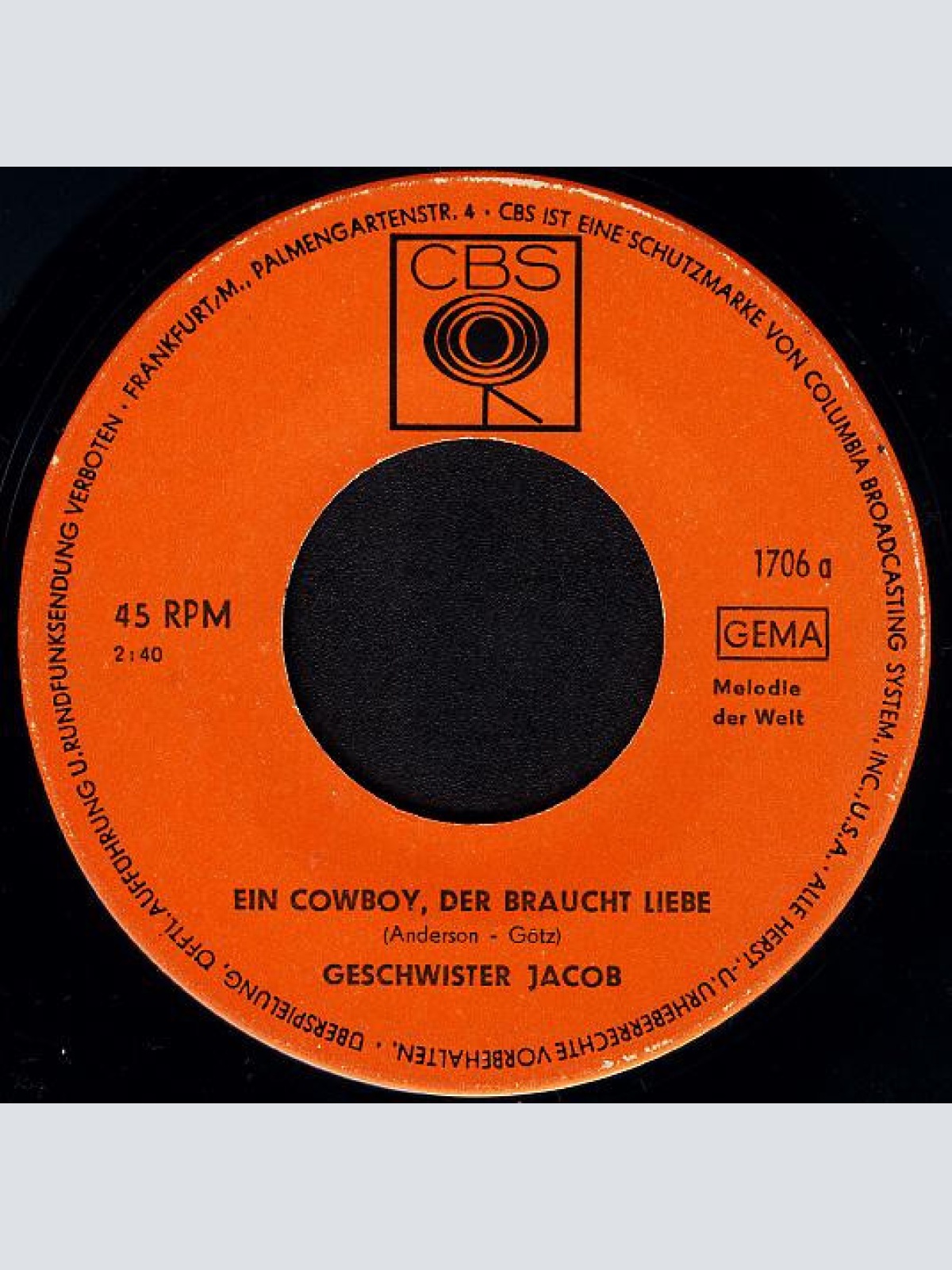 Vinyl / Geschwister Jacob - Ein Cowboy Der Braucht Liebe / Liebe Muss Kein Märchen Sein