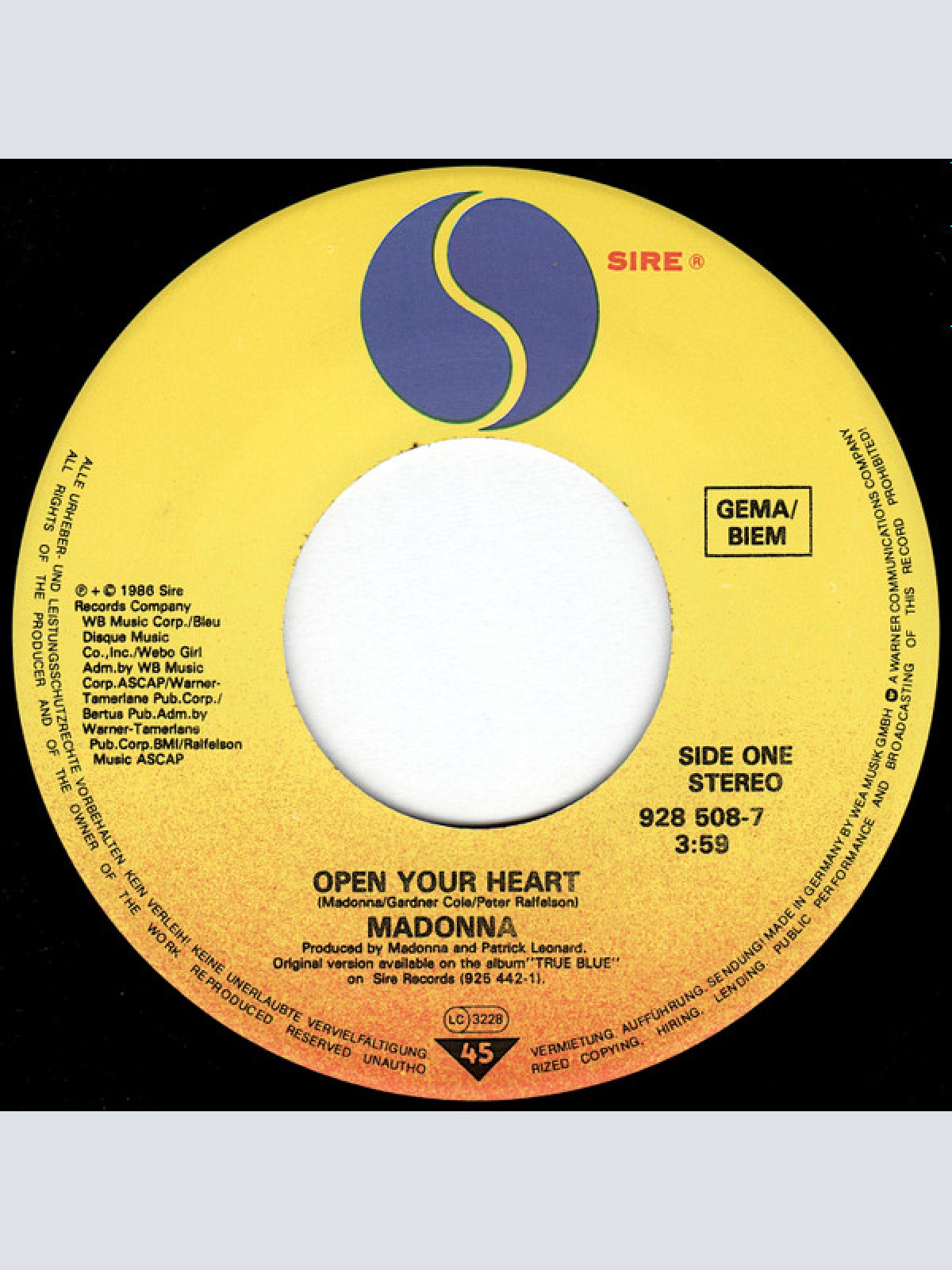 Vinyl / Madonna - Open Your Heart