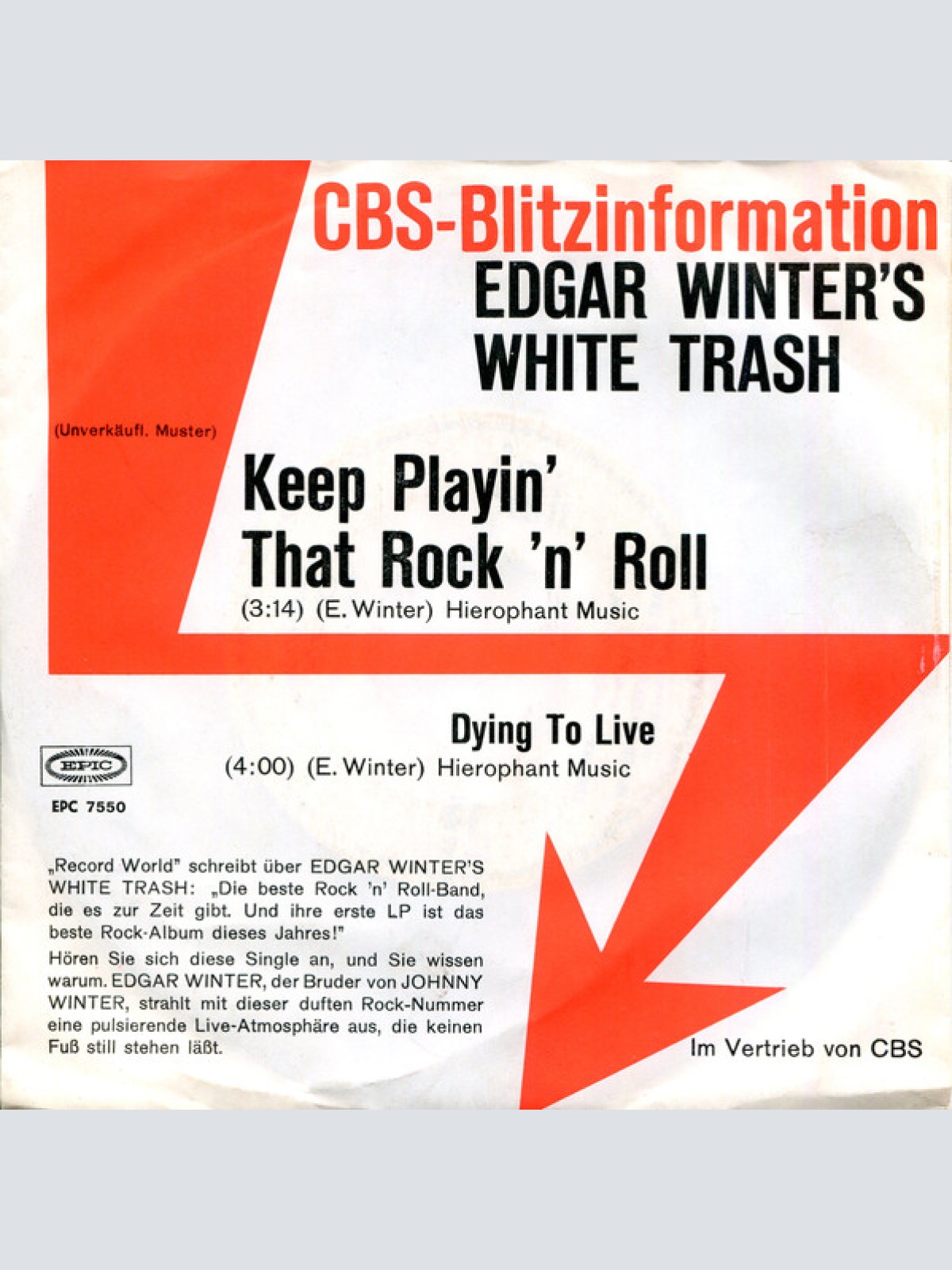 Vinyl / Edgar Winter's White Trash - Keep Playin' That Rock 'N' Roll