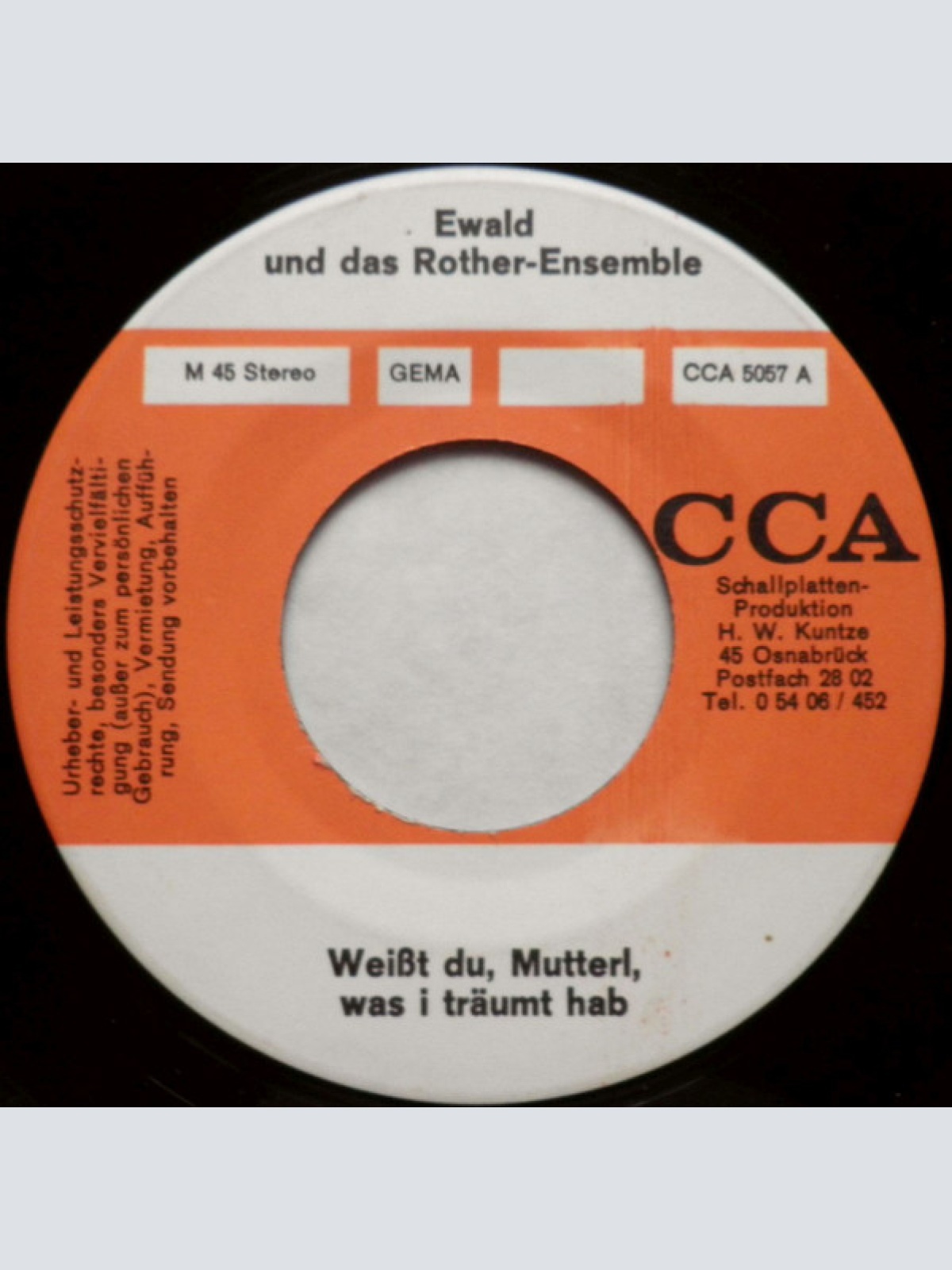 Vinyl / Ewald Und Das Rother-Ensemble - Weißt Du, Mutterl, Was I Träumt Hab