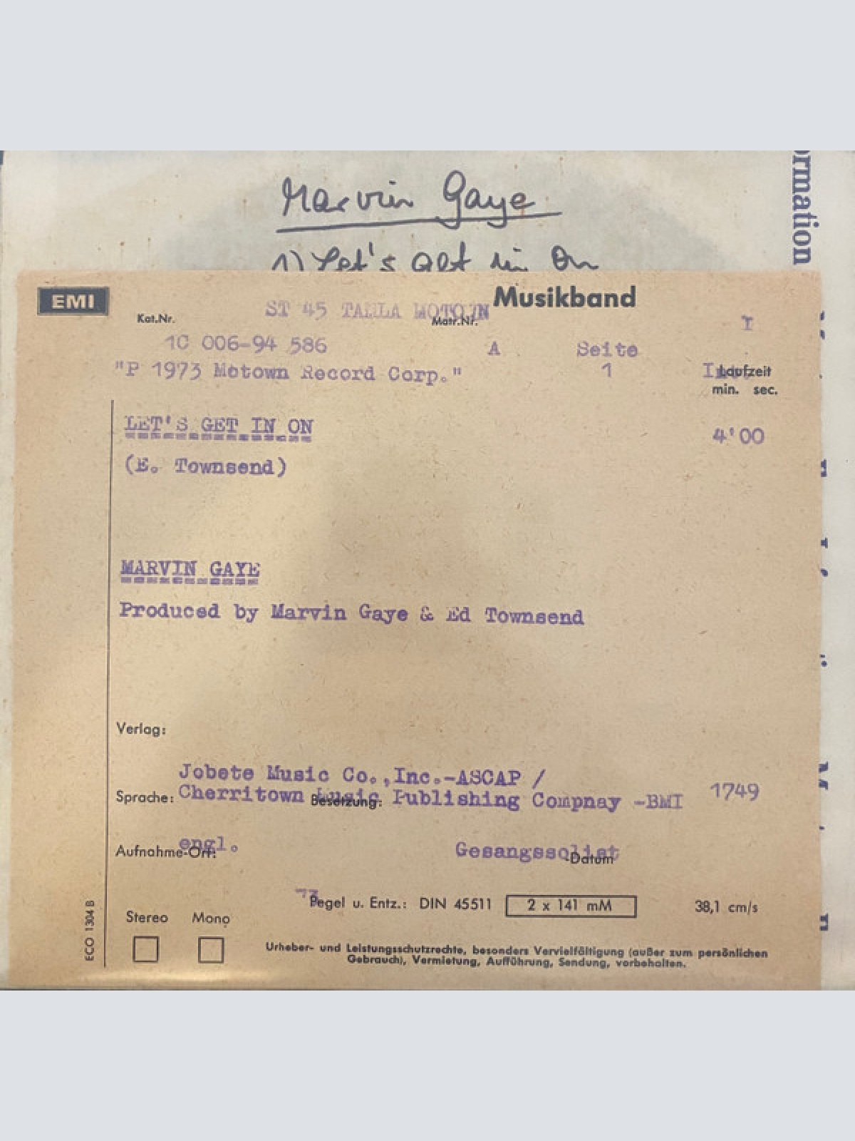 Vinyl / Marvin Gaye - Let's Get It On