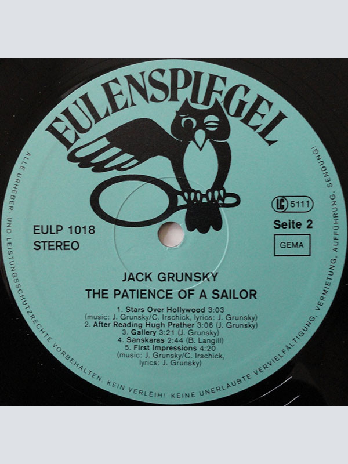 Vinyl / Jack Grunsky - The Patience Of A Sailor