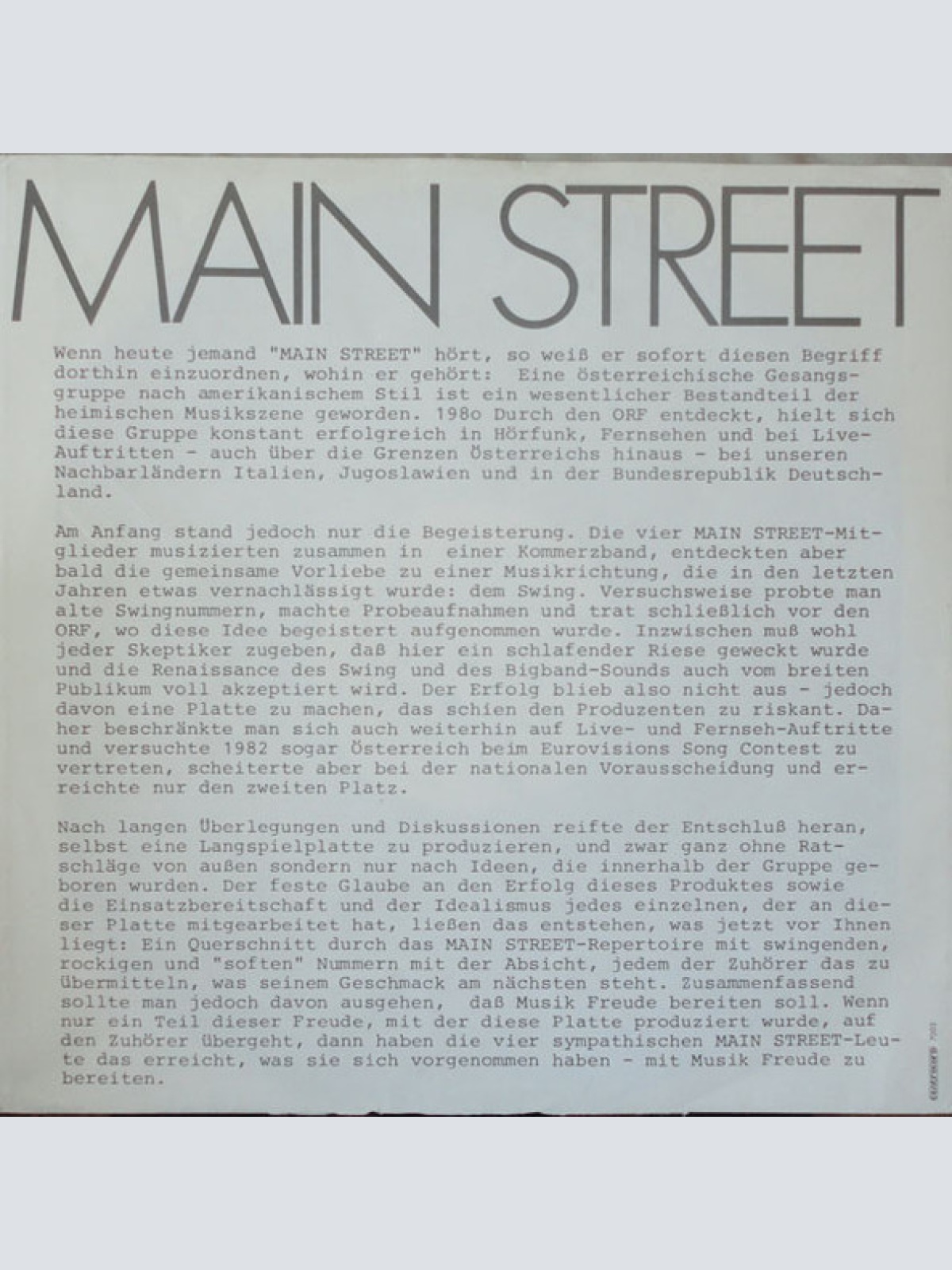 Vinyl / Main Street* - № 1