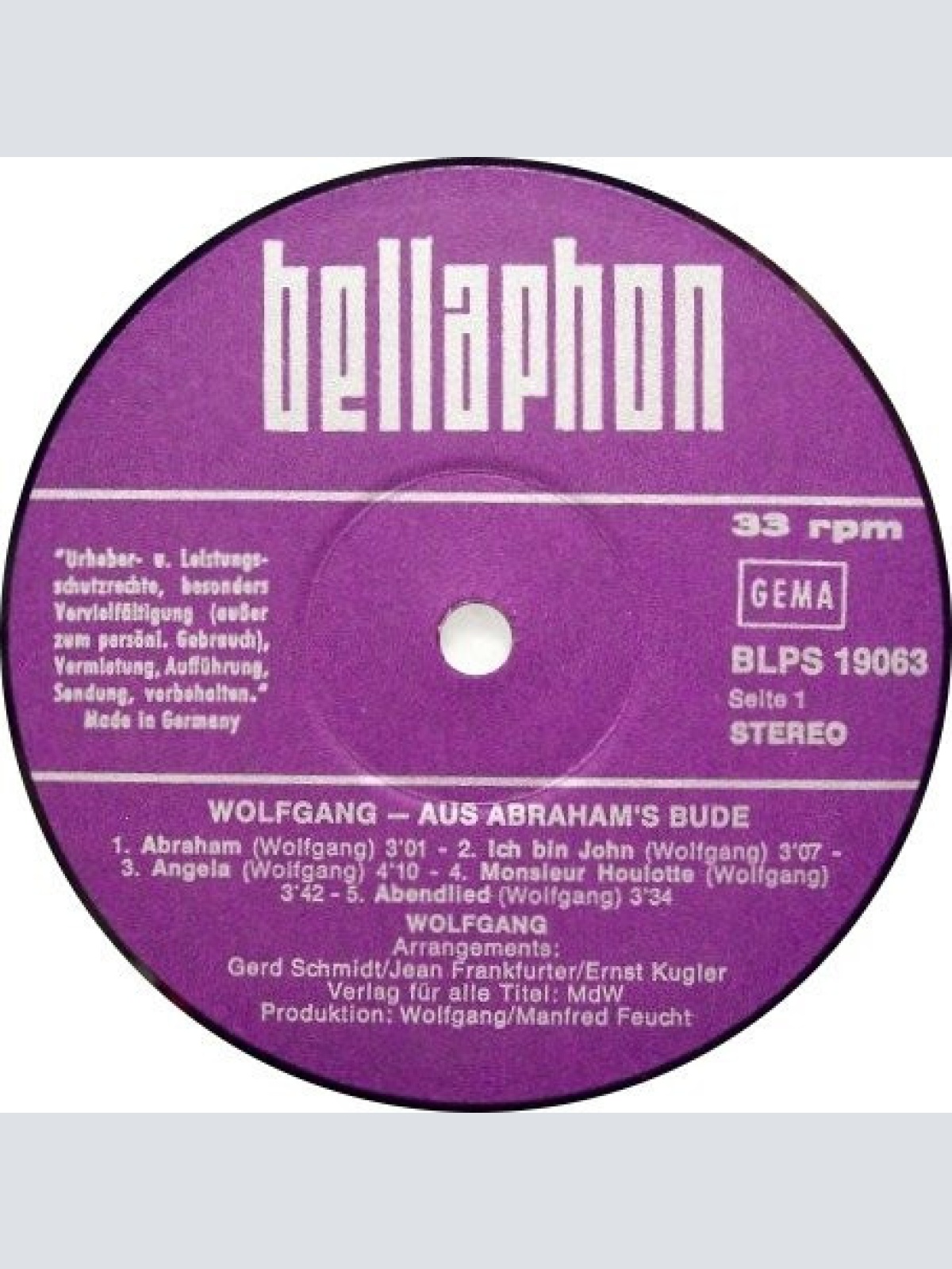 Vinyl / Wolfgang* - Aus Abrahams Bude