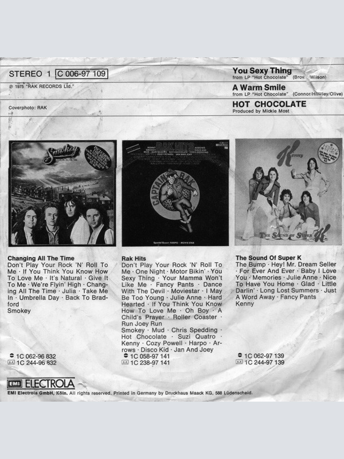 Vinyl / Hot Chocolate - You Sexy Thing / A Warm Smile