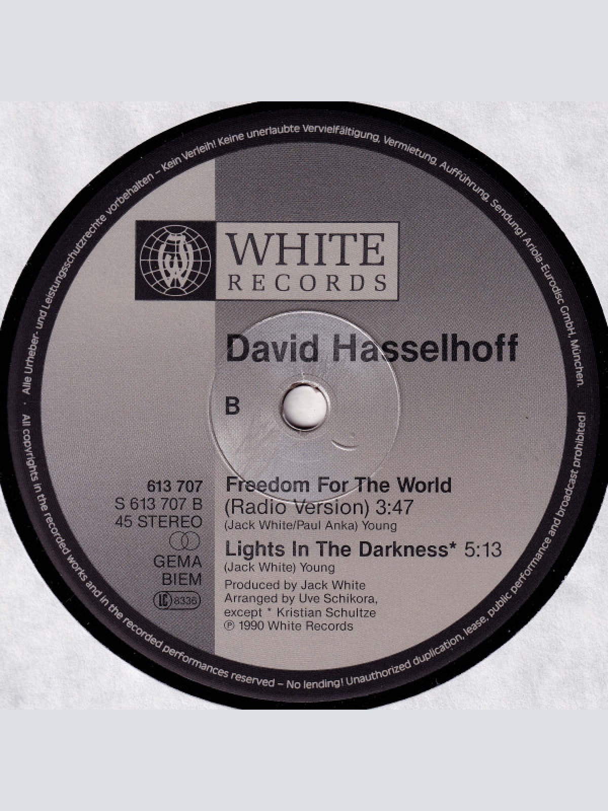 Vinyl / David Hasselhoff - Freedom For The World