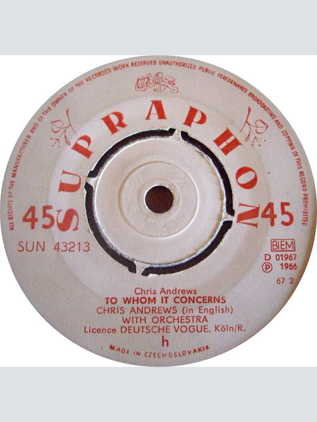 Vinyl / Chris Andrews (3) - Yesterday Man / To Whom It Concerns