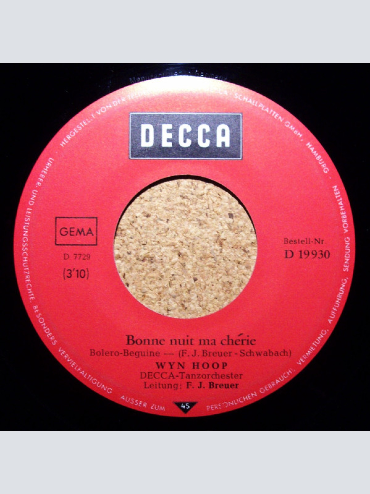 Vinyl / Wyn Hoop - Auf Wiedersehn, Mallorca / Bonne Nuit Ma Chérie