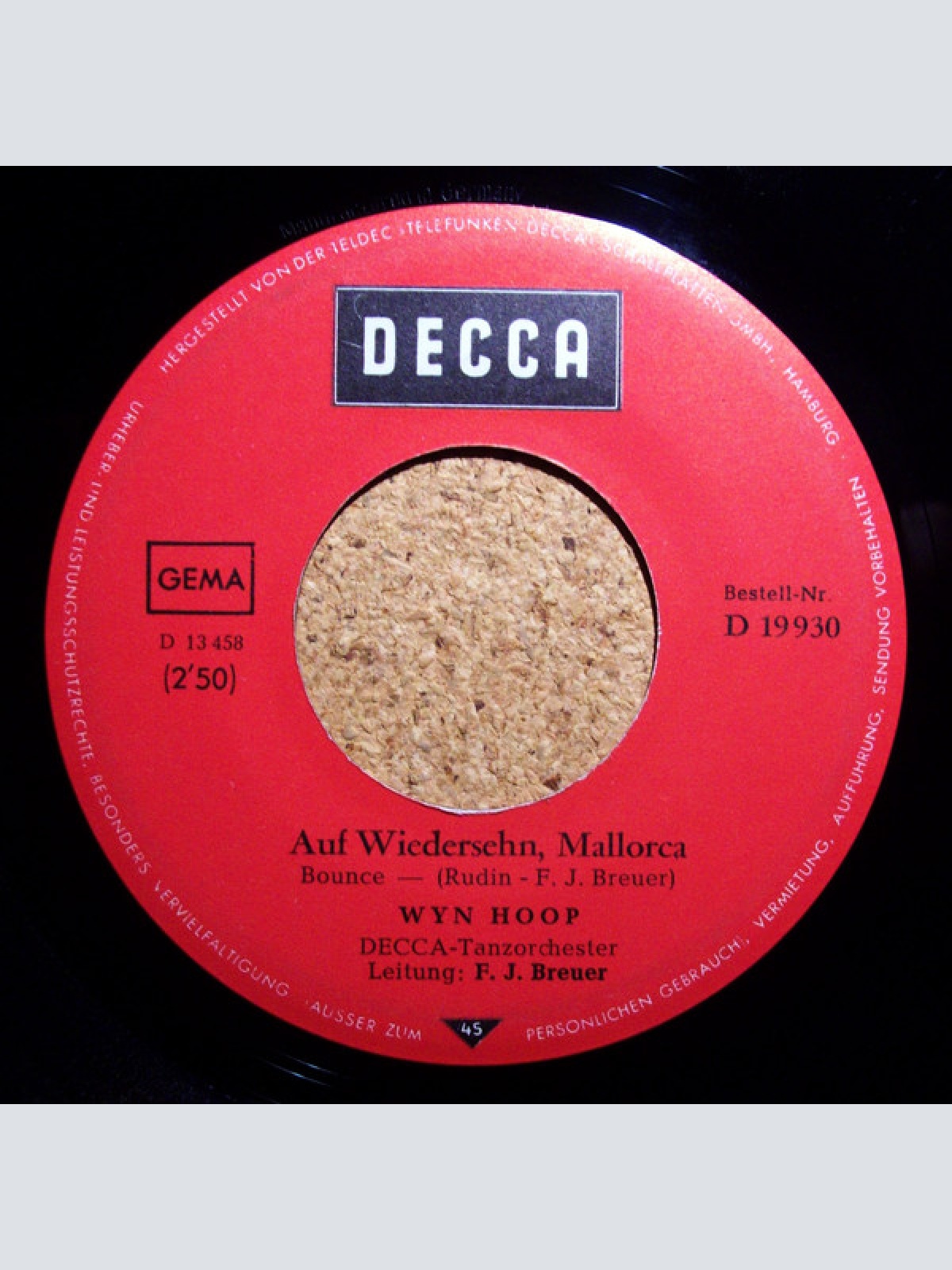 Vinyl / Wyn Hoop - Auf Wiedersehn, Mallorca / Bonne Nuit Ma Chérie