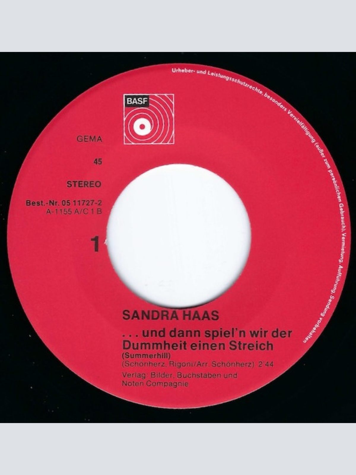 Vinyl / Sandra Haas - ...Und Dann Spiel'n Wir Der Dummheit Einen Streich