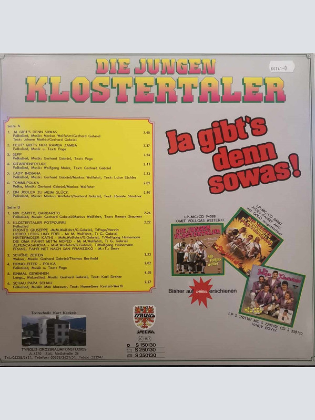 Vinyl / Die Jungen Klostertaler - Ja Gibt's Denn Sowas!